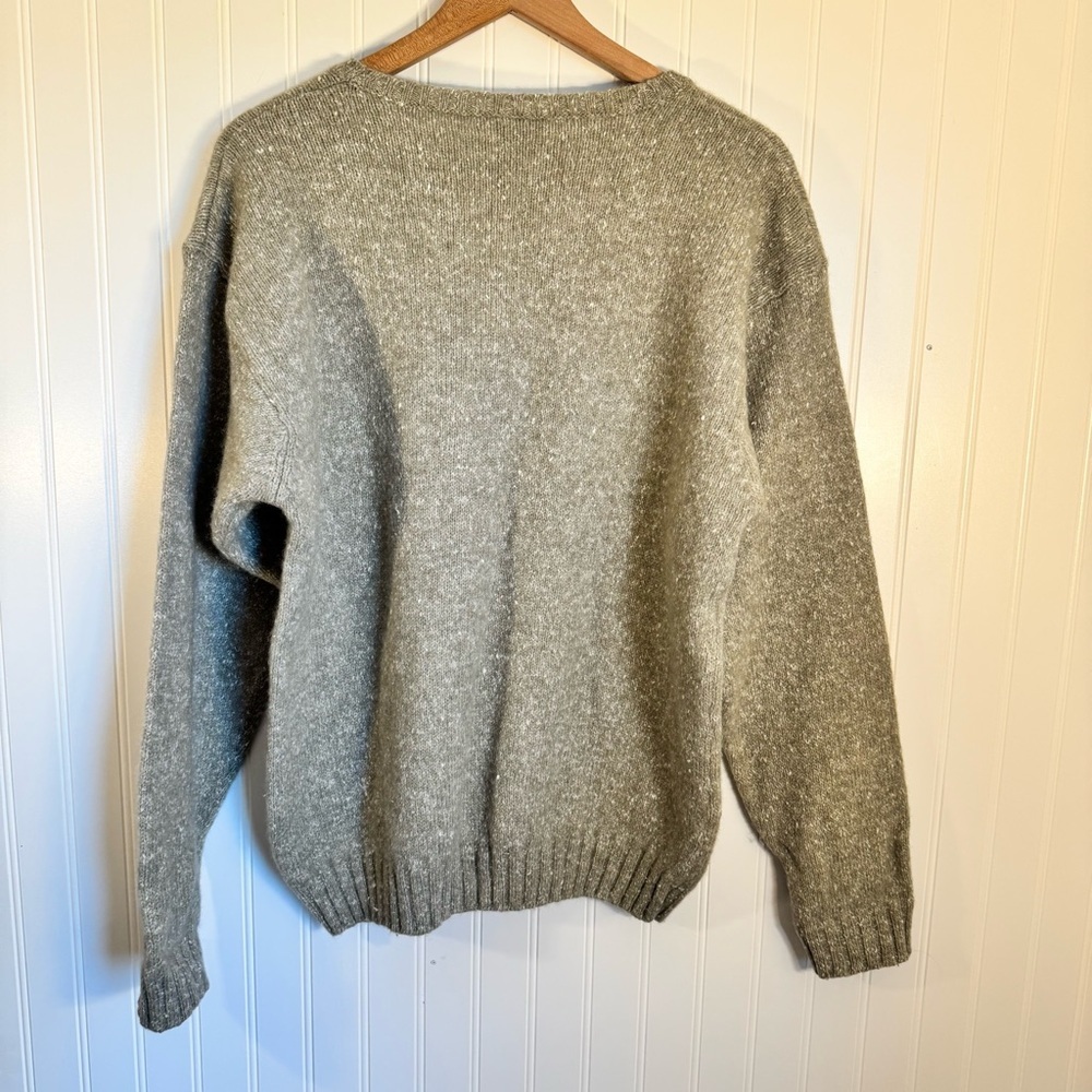 GAP Men’s Heathered Green Wool Crewneck Long Sleeve Sweater Size Medium - Picture 5 of 9
